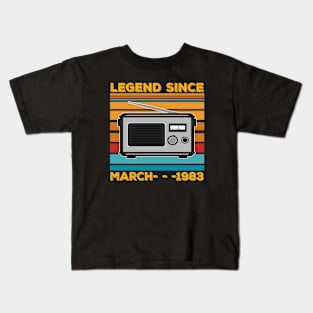 Legend Since 1983 Birthday 40th March Kids T-Shirt